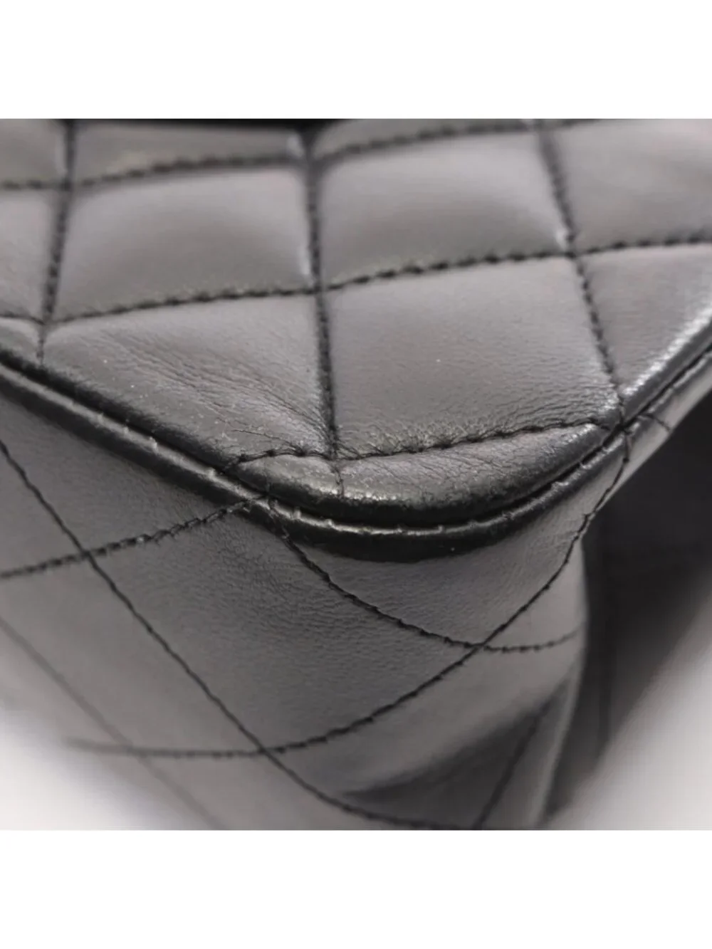 Chanel Shoulder Bag Quilted Double Flap Black Lambskin Chain